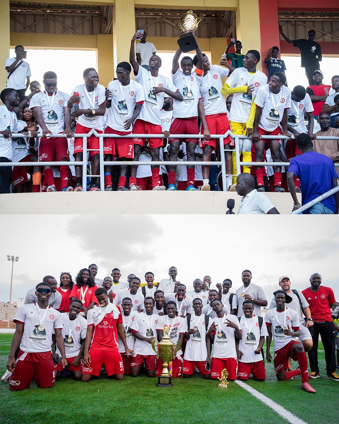Les joueurs d’Armor FC célèbrent le trophée de la Future Stars League 2026